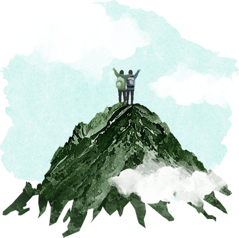 山に登頂したイラスト
